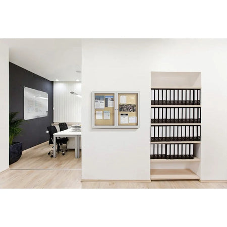 Ghent 2-Door Enclosed Bulletin Board - 48x36 Cork Surface - Boards