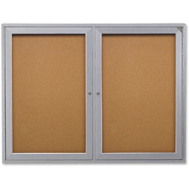Ghent 2-Door Enclosed Bulletin Board - 48x36 Cork Surface - Boards