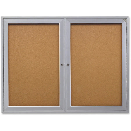 Ghent 2-Door Enclosed Bulletin Board - 48x36 Cork Surface - Boards