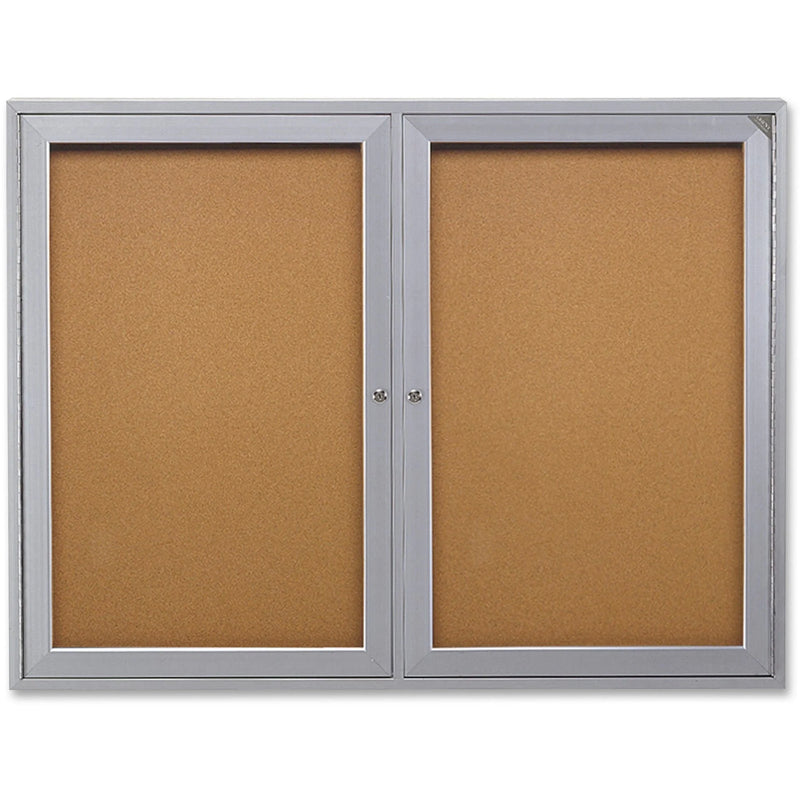 Ghent 2-Door Enclosed Bulletin Board - 48x36 Cork Surface - Boards