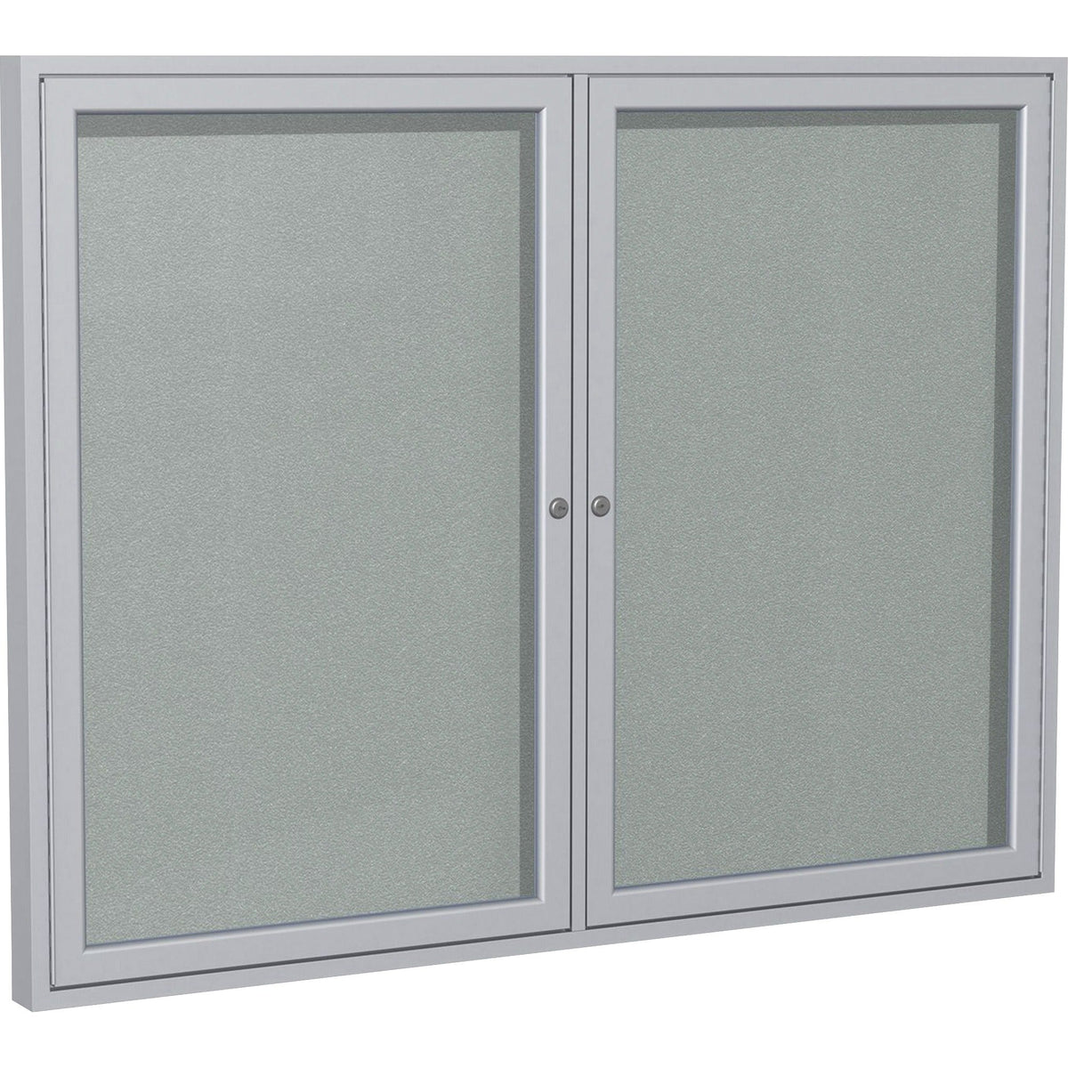 Ghent 2 Door Enclosed Vinyl Bulletin Board with Satin Frame - 2000