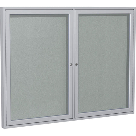 Ghent 2 Door Enclosed Vinyl Bulletin Board with Satin Frame - 2000