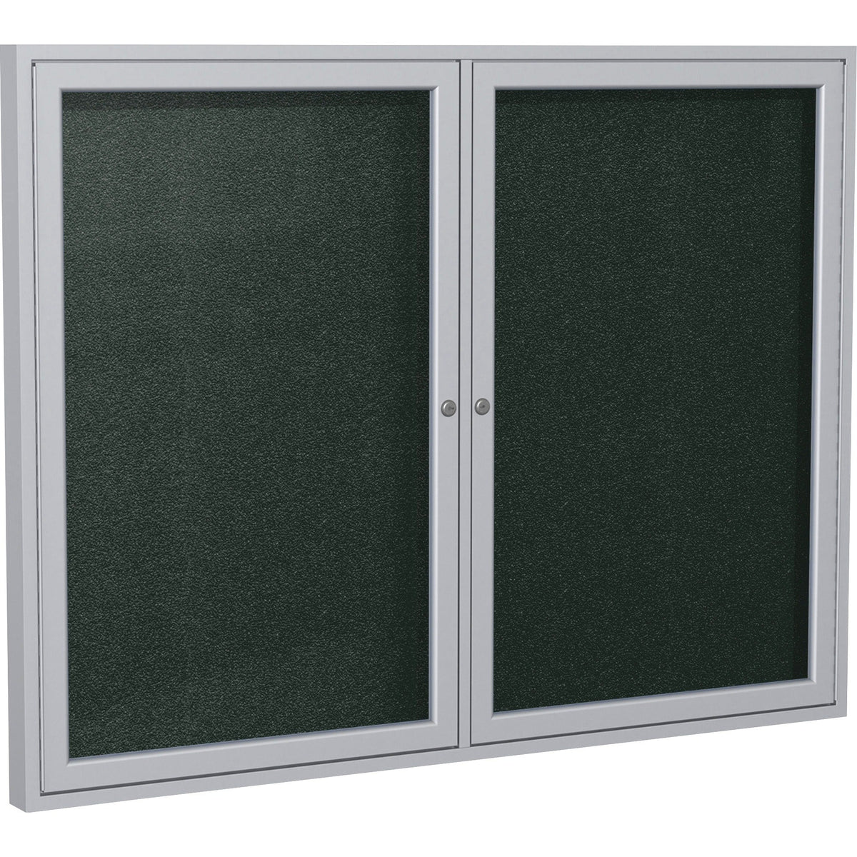 Ghent 2 Door Enclosed Vinyl Bulletin Board with Satin Frame - 2000
