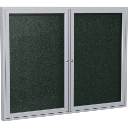 Ghent 2 Door Enclosed Vinyl Bulletin Board with Satin Frame - 2000