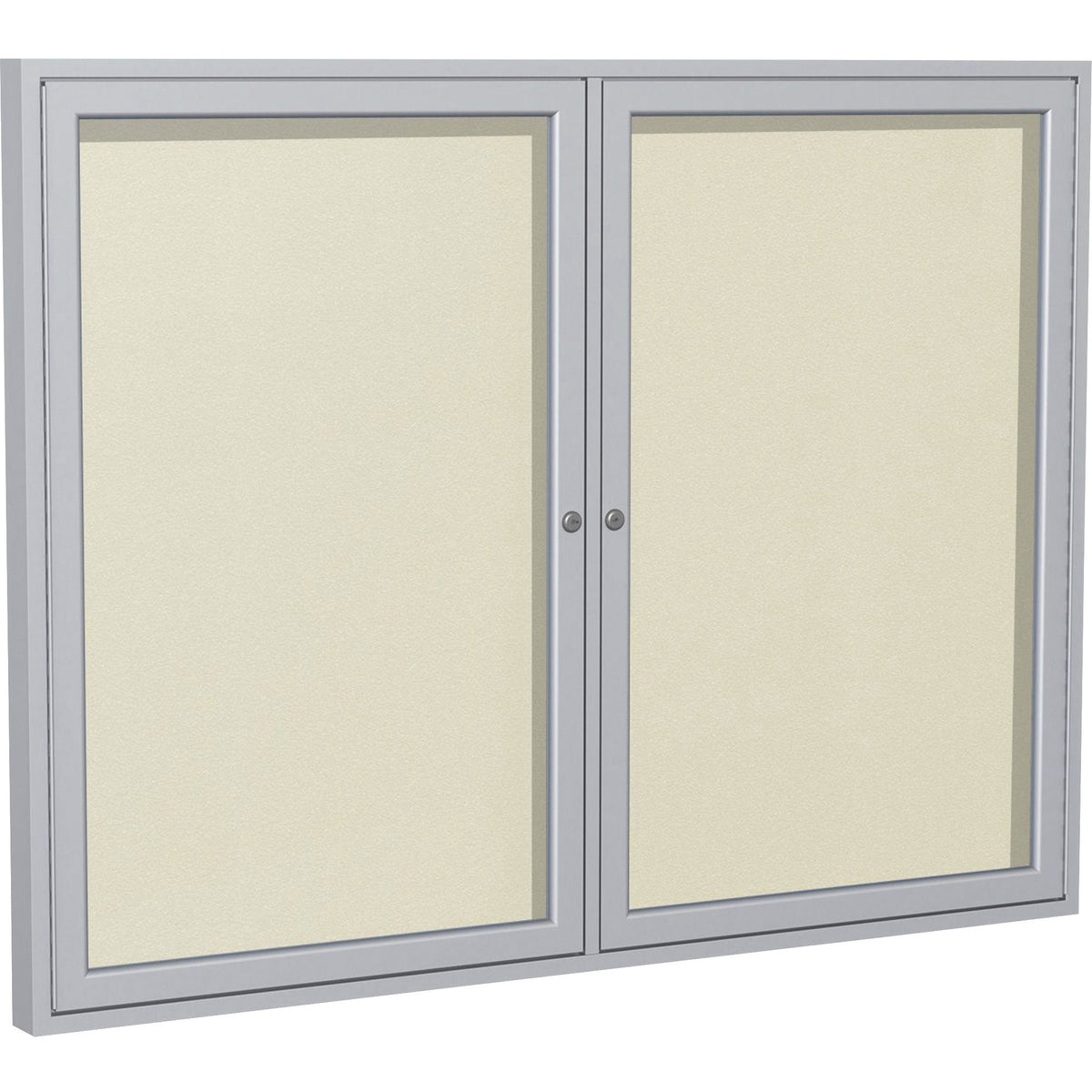 Ghent 2 Door Enclosed Vinyl Bulletin Board with Satin Frame - 2000