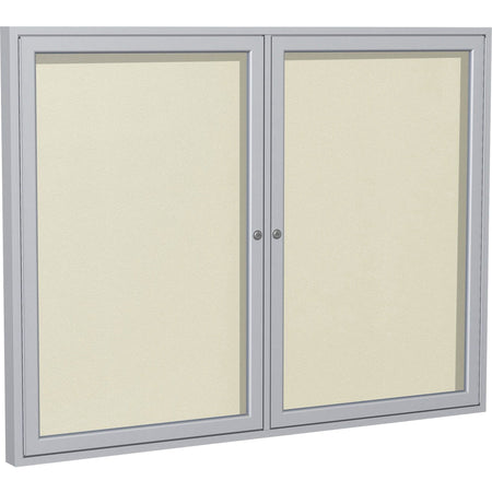 Ghent 2 Door Enclosed Vinyl Bulletin Board with Satin Frame - 2000