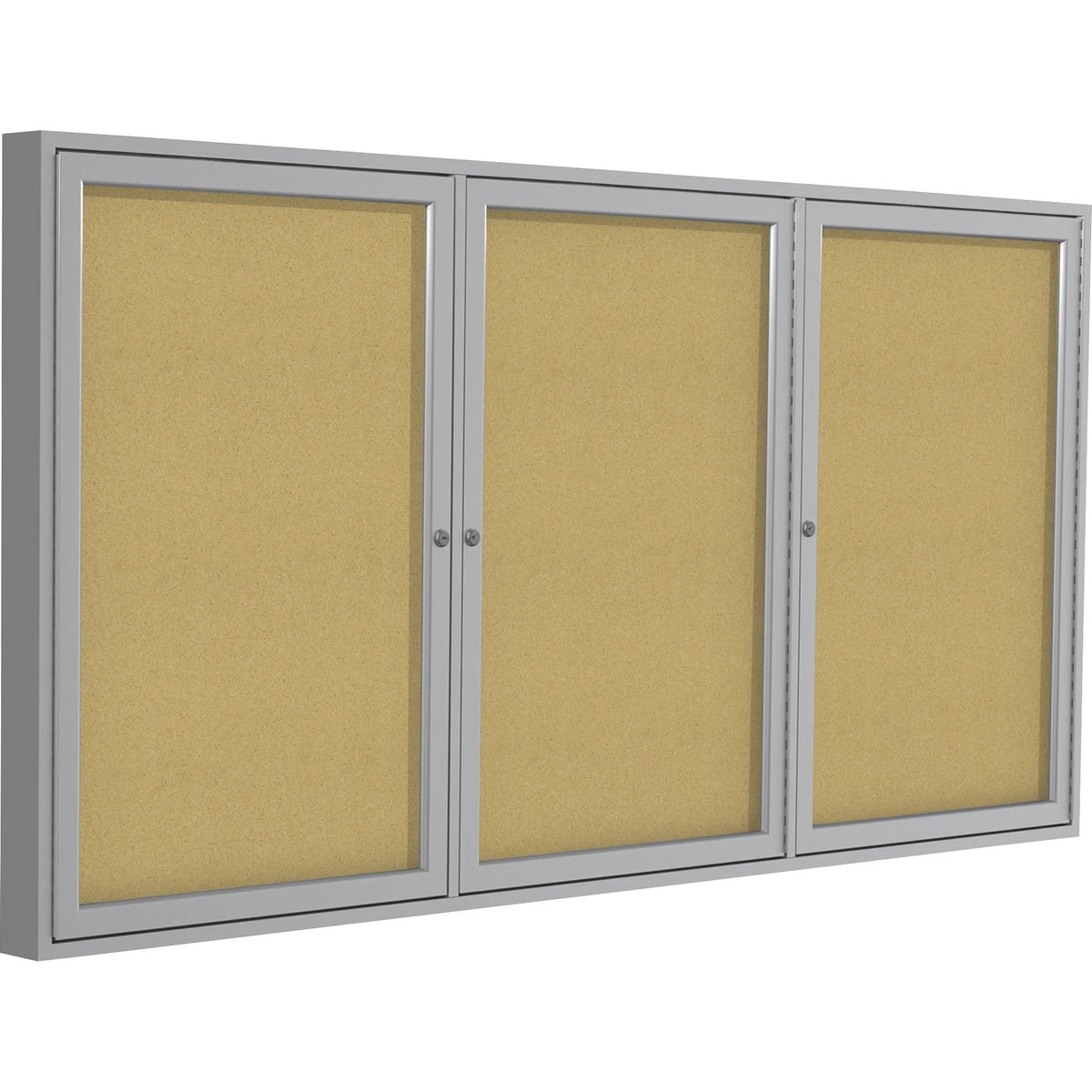Ghent 3 Door Enclosed Cork Bulletin Board - 48’’x96’’ - Illuminated Locking Tamper Proof - Boards