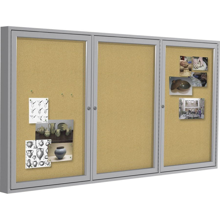 Ghent 3-Door Enclosed Indoor Bulletin Board - Right