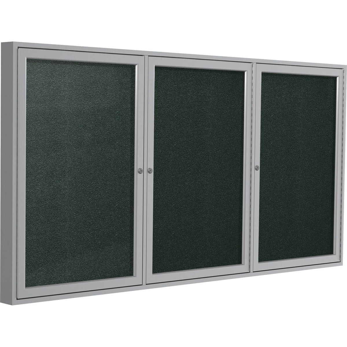 Ghent 3 Door Enclosed Vinyl Bulletin Board with Satin Frame - 2000
