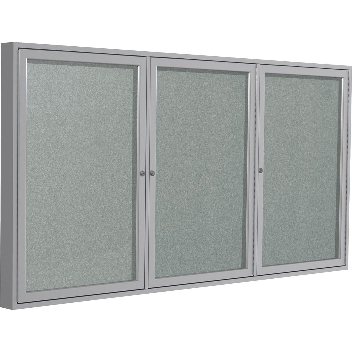 Ghent 3 Door Enclosed Vinyl Bulletin Board with Satin Frame - 2000