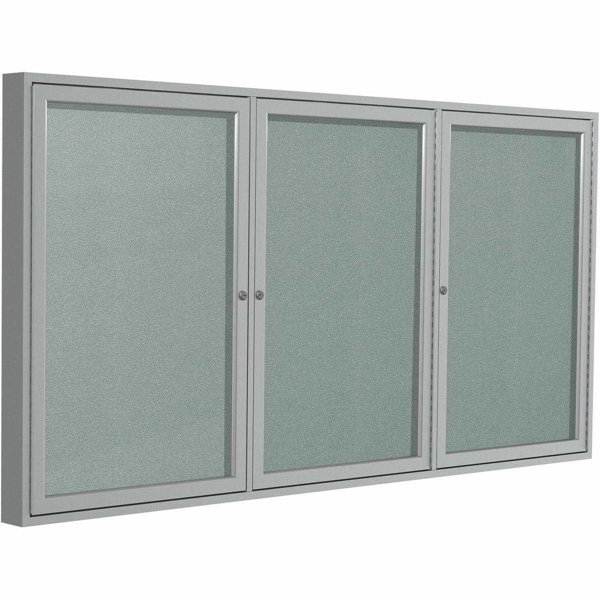 Ghent 3 Door Enclosed Vinyl Bulletin Board with Satin Frame - 2000
