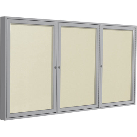 Ghent 3 Door Enclosed Vinyl Bulletin Board with Satin Frame - 2000