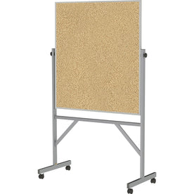 Ghent Bulletin Board 48x36 Natural Cork Surface - Portable & Lockable - Boards