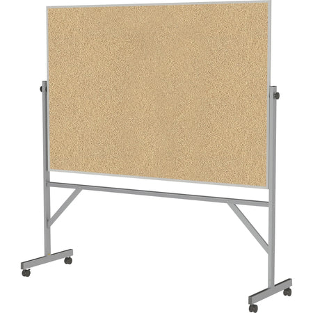 Ghent Bulletin Board: 48x72 Natural Cork Surface Reversible Portable - Silver Aluminum Frame - Boards
