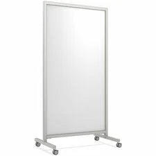 Ghent EZ Mobile Glassboard - 38’’ (3.2 ft) Width x 75’’ (6.3 Height - White Porcelain Surface - Anodized Satin Aluminum
