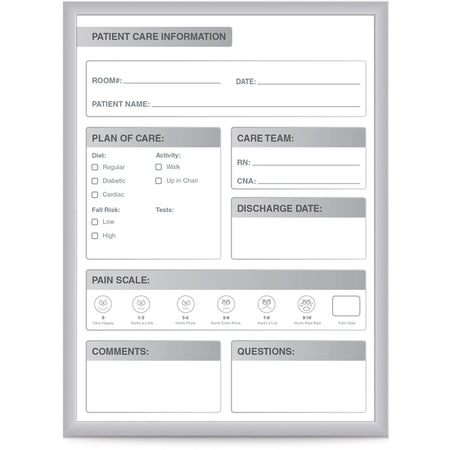 Ghent Healthcare Whiteboard: 24x18’’ Steel Surface Aluminum Frame - Dry Erase Boards