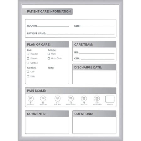 Ghent Healthcare Whiteboard: 36x24’’ Steel Surface Aluminum Frame - Dry Erase Boards