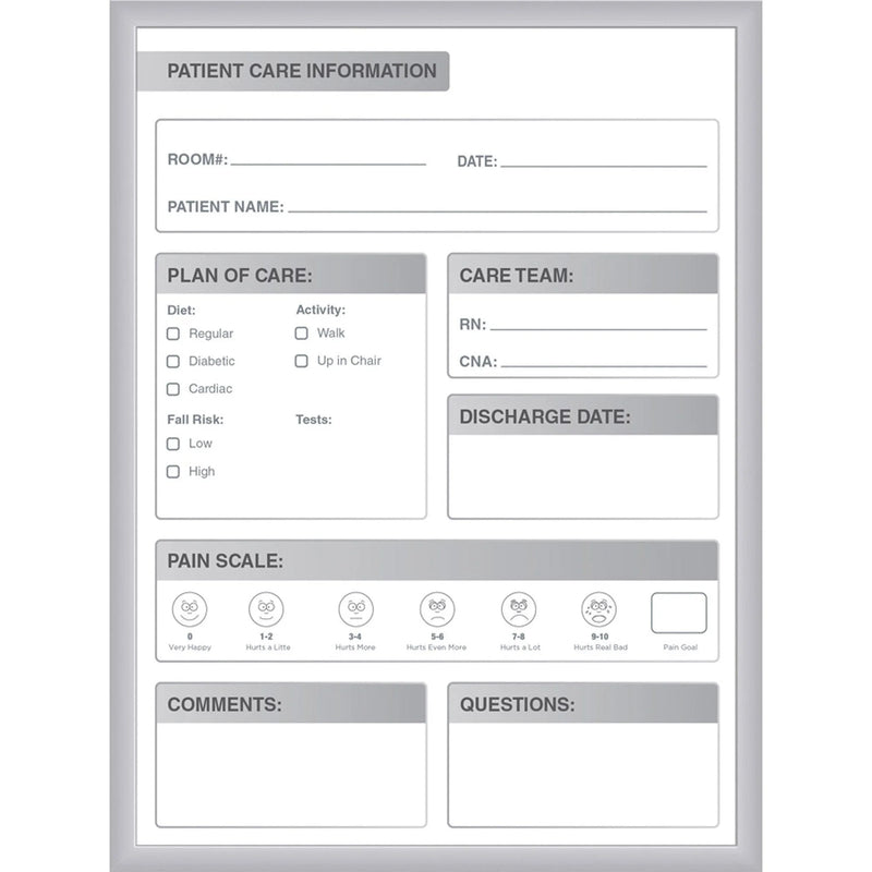 Ghent Healthcare Whiteboard: 36x24’’ Steel Surface Aluminum Frame - Dry Erase Boards