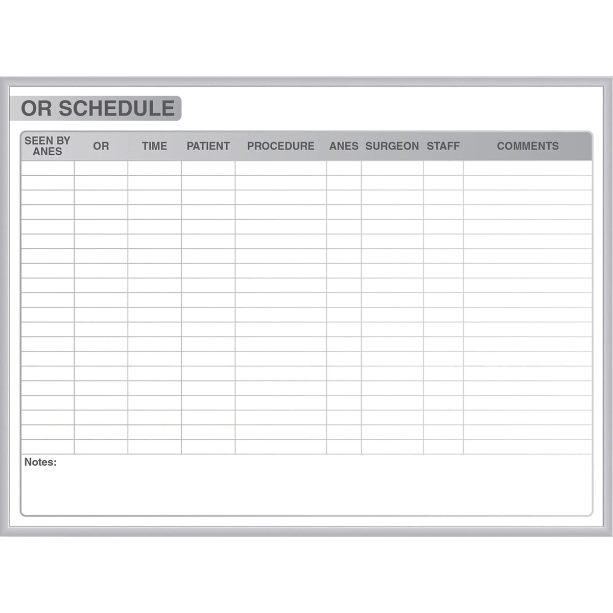 Ghent Healthcare Whiteboard: 48x36’’ Steel Surface Aluminum Frame - Dry Erase Boards