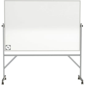 Ghent Hygienic Porcelain Mobile Whiteboard: 8x4 ft Aluminum Frame Eraser Included - Dry Erase Boards
