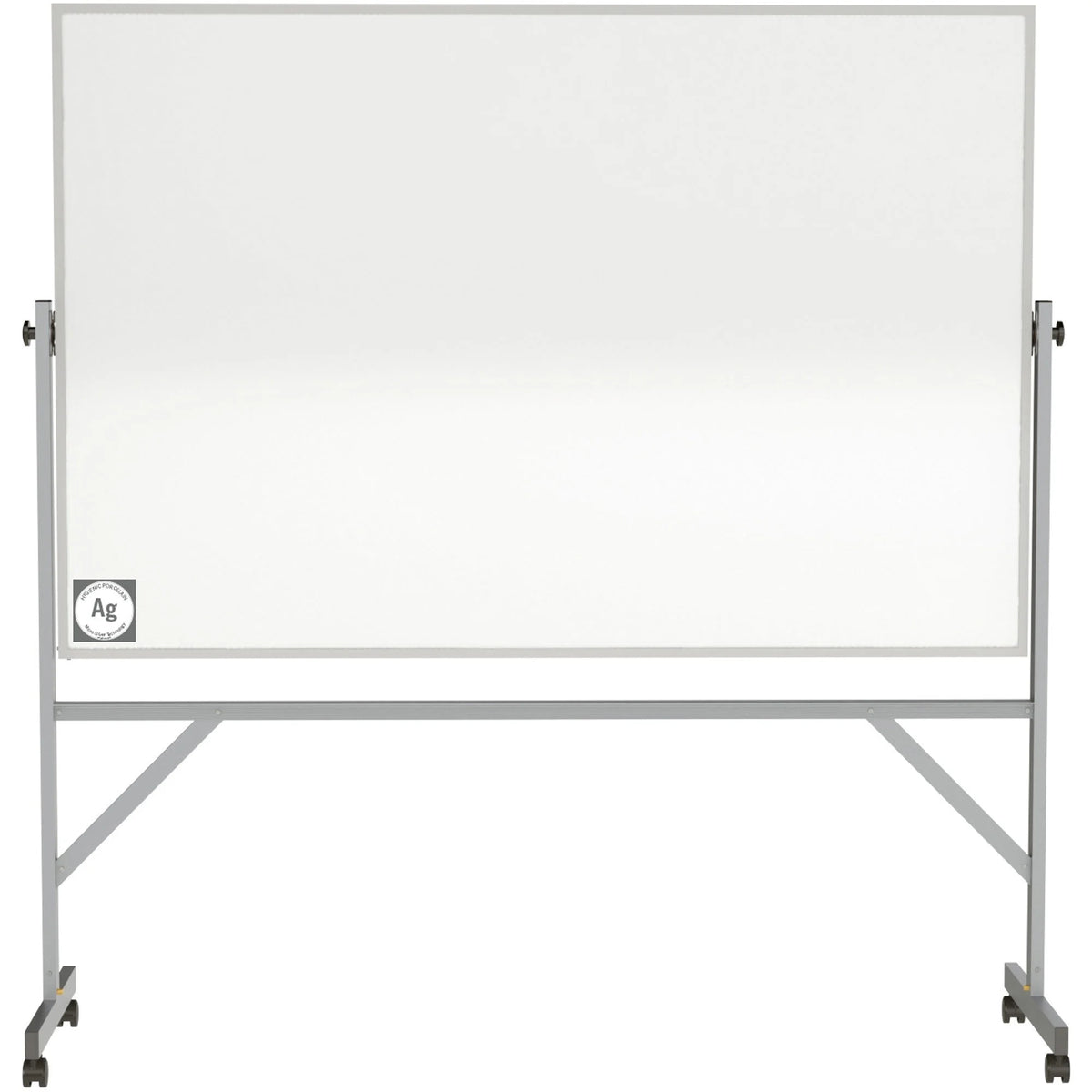 Ghent Hygienic Porcelain Mobile Whiteboard: 8x4 ft Aluminum Frame Eraser Included - Dry Erase Boards