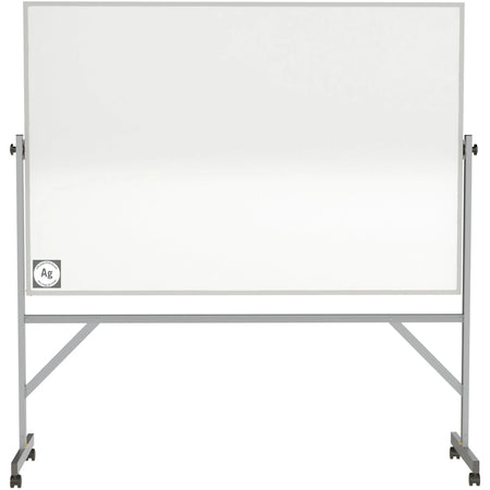 Ghent Hygienic Porcelain Mobile Whiteboard: 8x4 ft Aluminum Frame Eraser Included - Dry Erase Boards