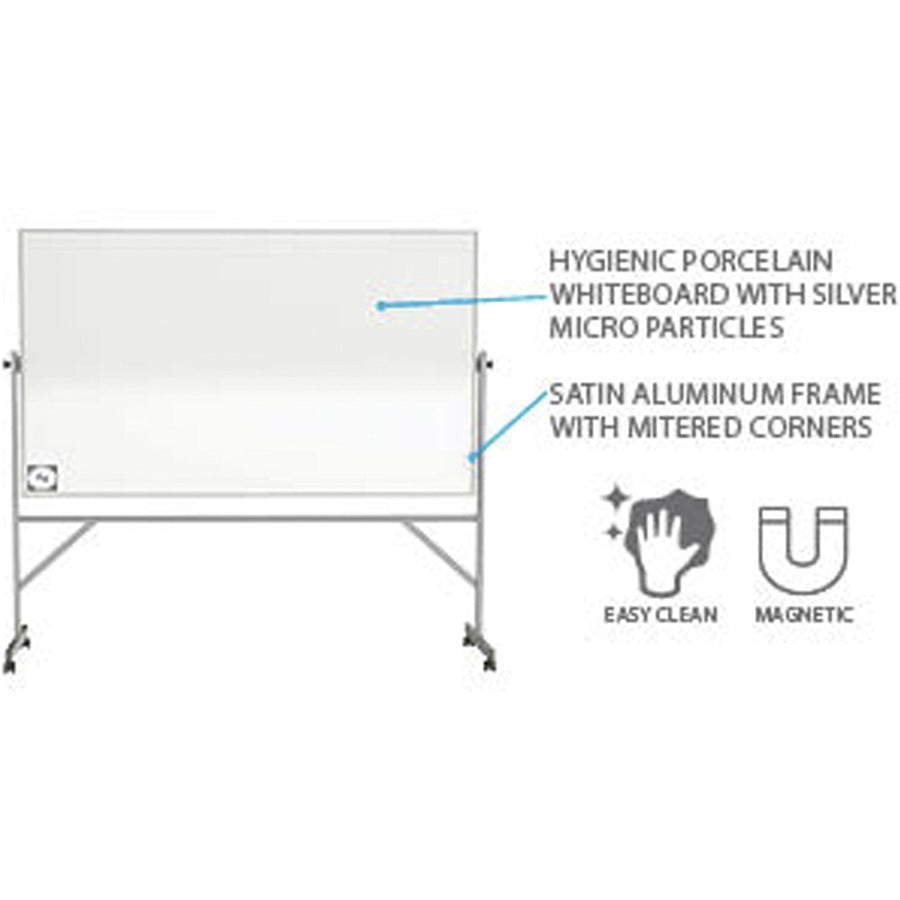 Ghent Hygienic Porcelain Mobile Whiteboard with Aluminum Frame - Alternate-Image2