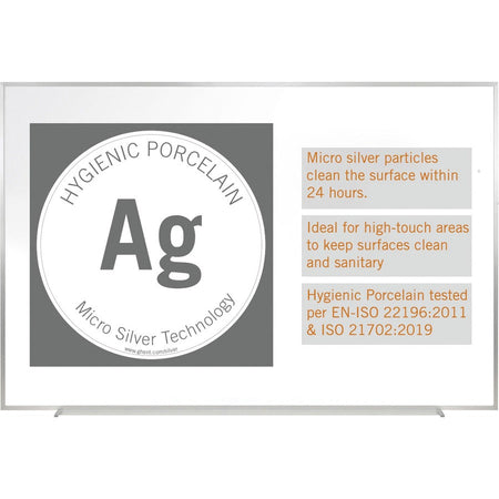 Ghent Hygienic Porcelain Whiteboard with Aluminum Frame - Alternate-Image1