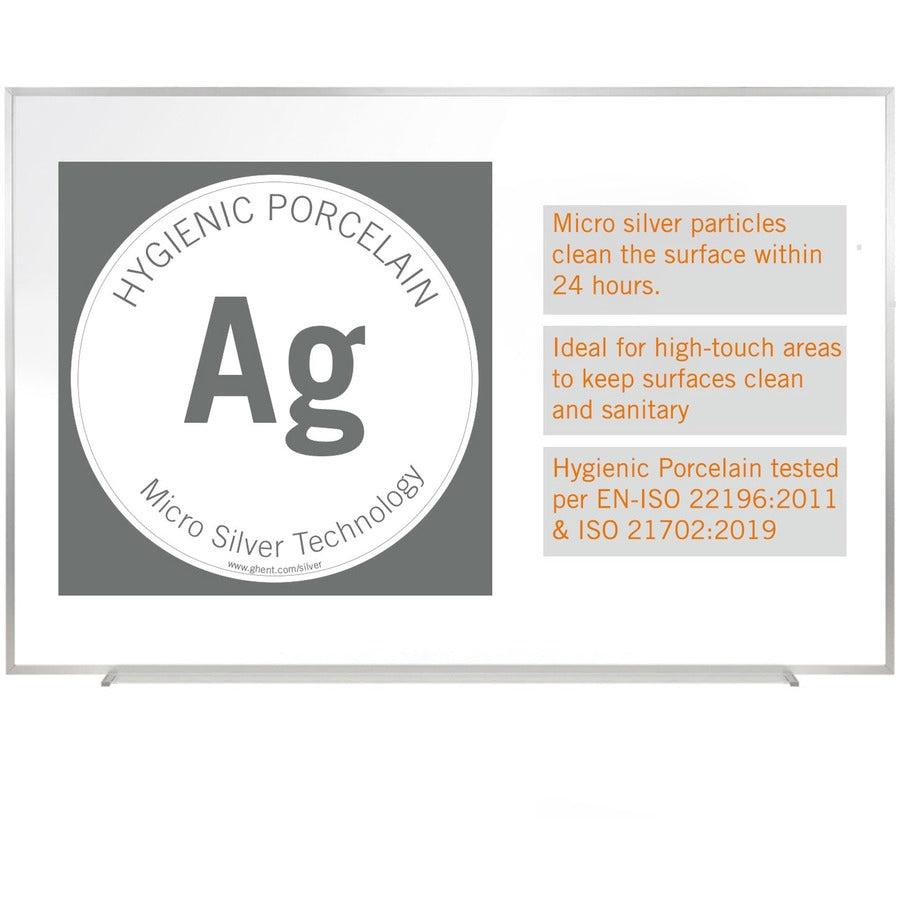 Ghent Hygienic Porcelain Whiteboard with Aluminum Frame - Front