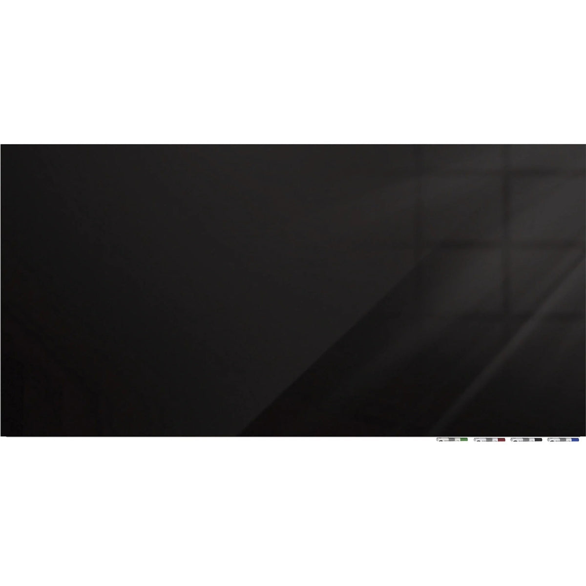 Ghent Magnetic Aria 72x48 Black Glass Whiteboard - Horizontal Eraser Included - Dry Erase Boards