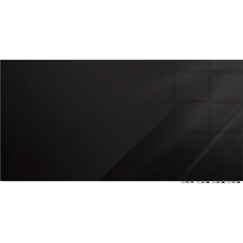 Ghent Magnetic Aria 72x48 Black Glass Whiteboard - Horizontal Eraser Included - Dry Erase Boards