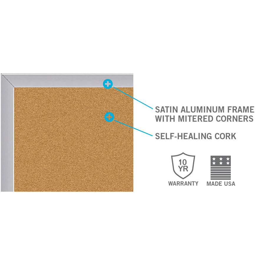 Ghent Natural Cork Bulletin Board with Aluminum Frame - Alternate-Image2