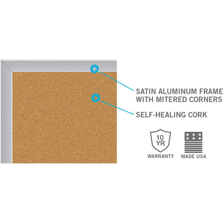 Ghent Natural Cork Bulletin Board with Aluminum Frame - Alternate-Image2