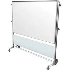 Ghent Nexus Dry Erase Board Easel - 70’’ (5.8 ft) Width x 46’’ (3.8 Height - White Porcelain Surface - Frosted Acrylic