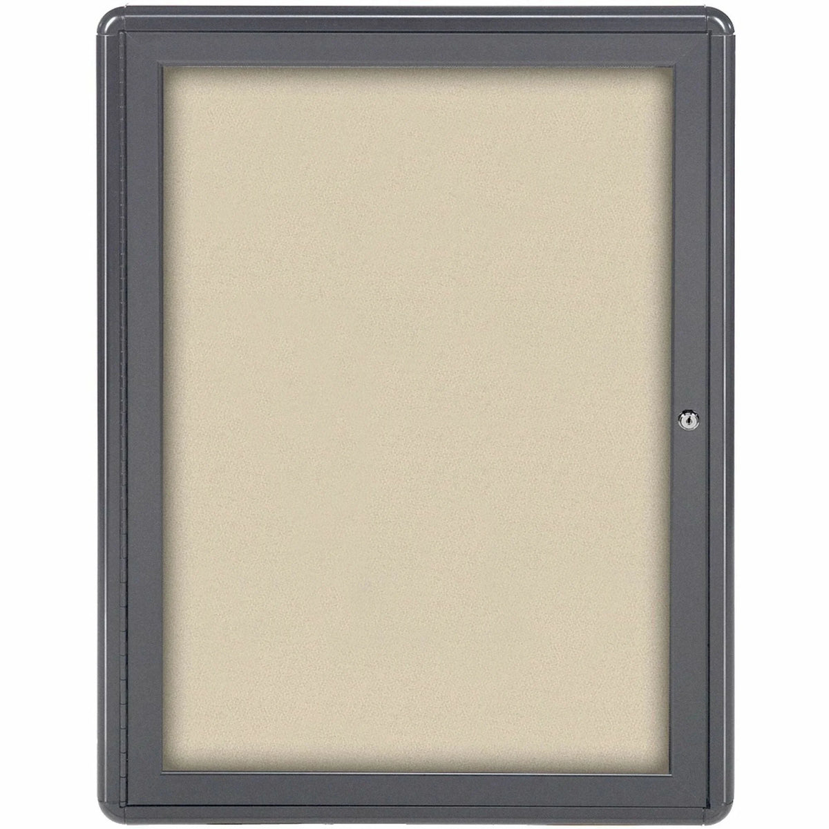 Ghent Ovation Bulletin Board: 26x36 Beige Fabric Gray Aluminum Frame - Enclosed Boards