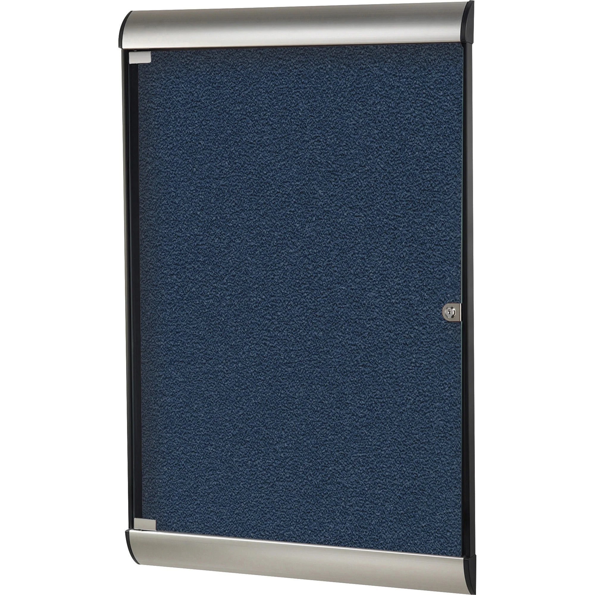 Ghent Silhouette Enclosed Navy Vinyl Tackboard - 42.13’’ x 27.75’’ - Aluminum Frame - Boards