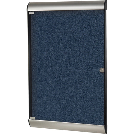 Ghent Silhouette Enclosed Navy Vinyl Tackboard - 42.13’’ x 27.75’’ - Aluminum Frame - Boards