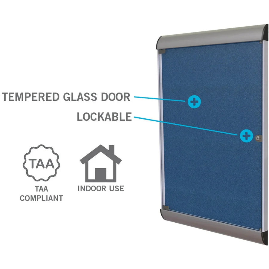 Ghent Silhouette Enclosed Silver Vinyl Tackboard - 42.13’’ x 27.75’’ - Aluminum Frame - Boards