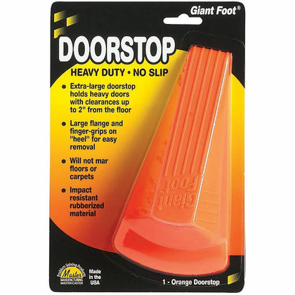 Giant Foot Doorstop: Orange Heavy Duty Rubber Non-Skid Base - Door Accessories