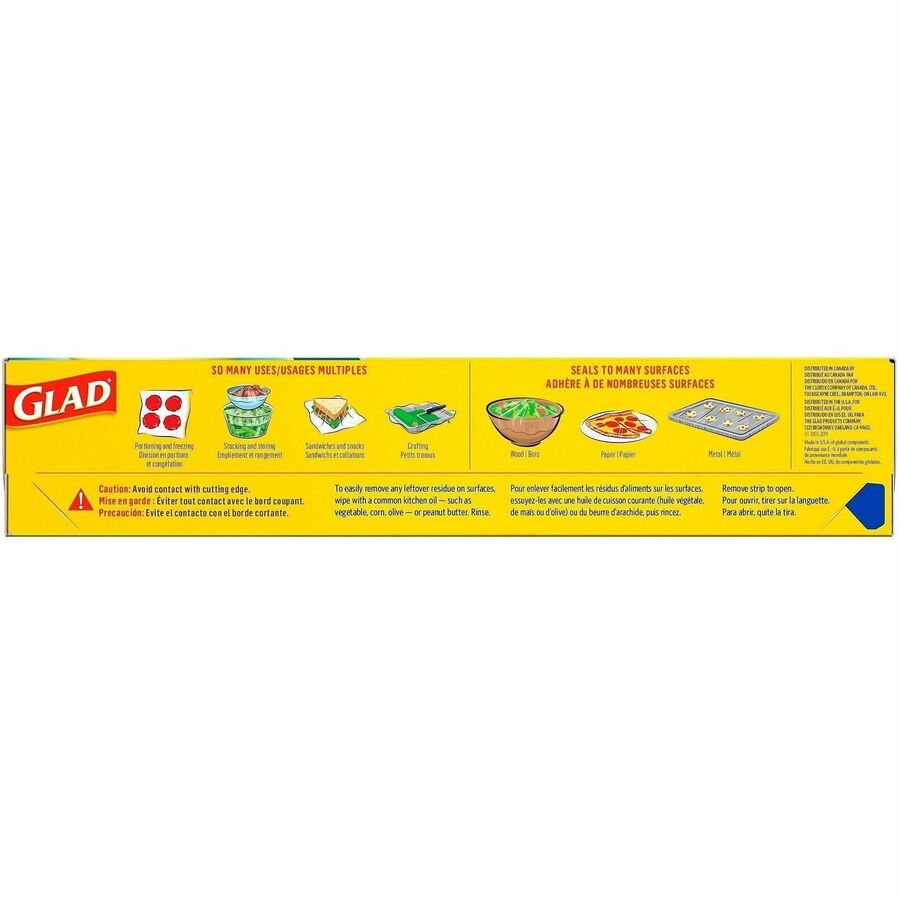 Glad 70 Square Foot Press’n Seal Food Plastic Wrap - 11.80’’ Width x 71.10 ft Length - Durable Freezer Safe Microwave