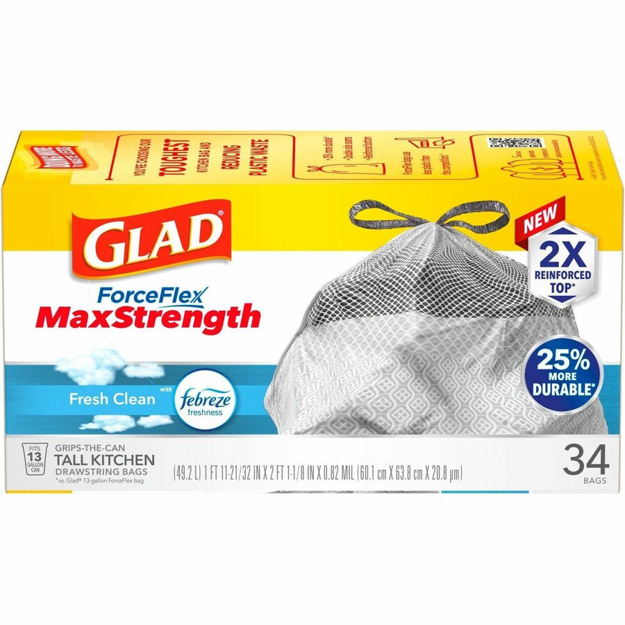 Glad ForceFlex MaxStrength Kitchen Drawstring Trash Bags - Top