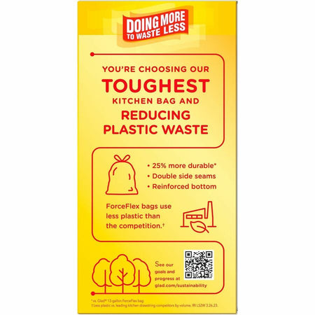 Glad ForceFlex MaxStrength Kitchen Drawstring Trash Bags - Rear