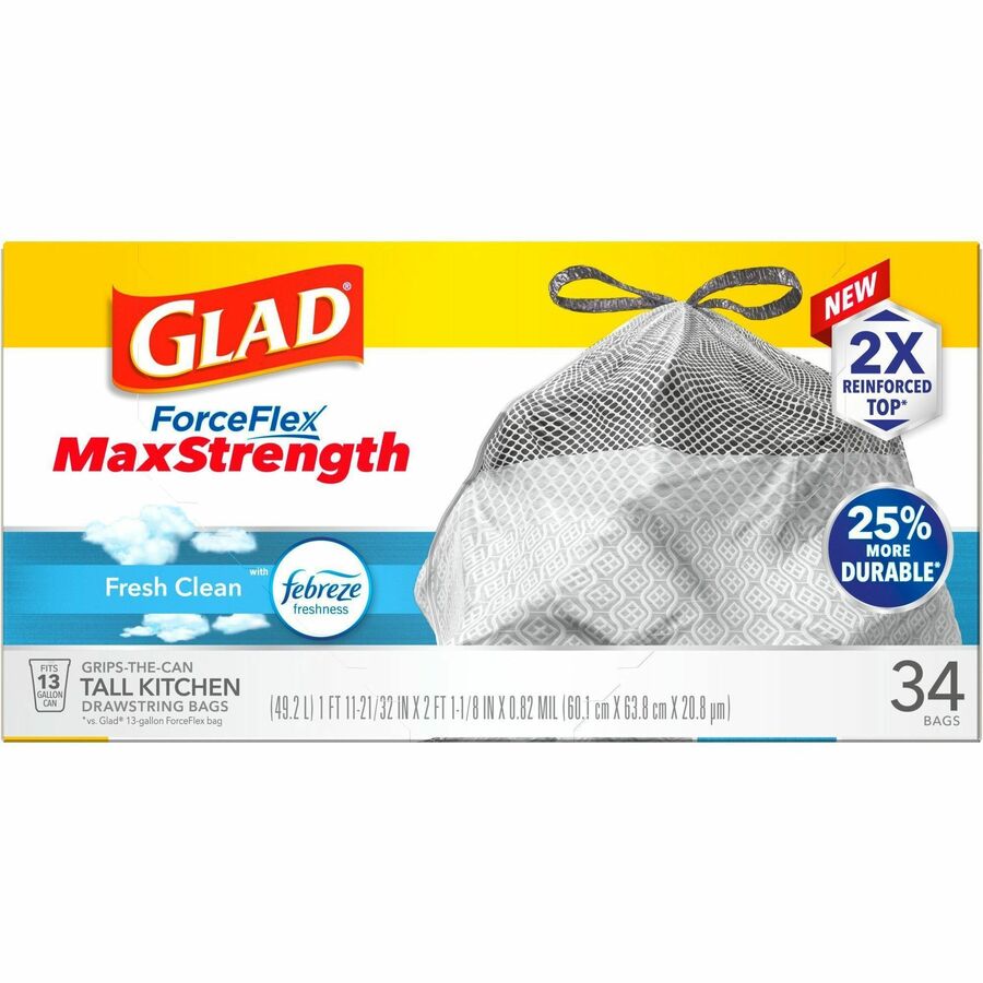 Glad ForceFlex MaxStrength Kitchen Drawstring Trash Bags - Front