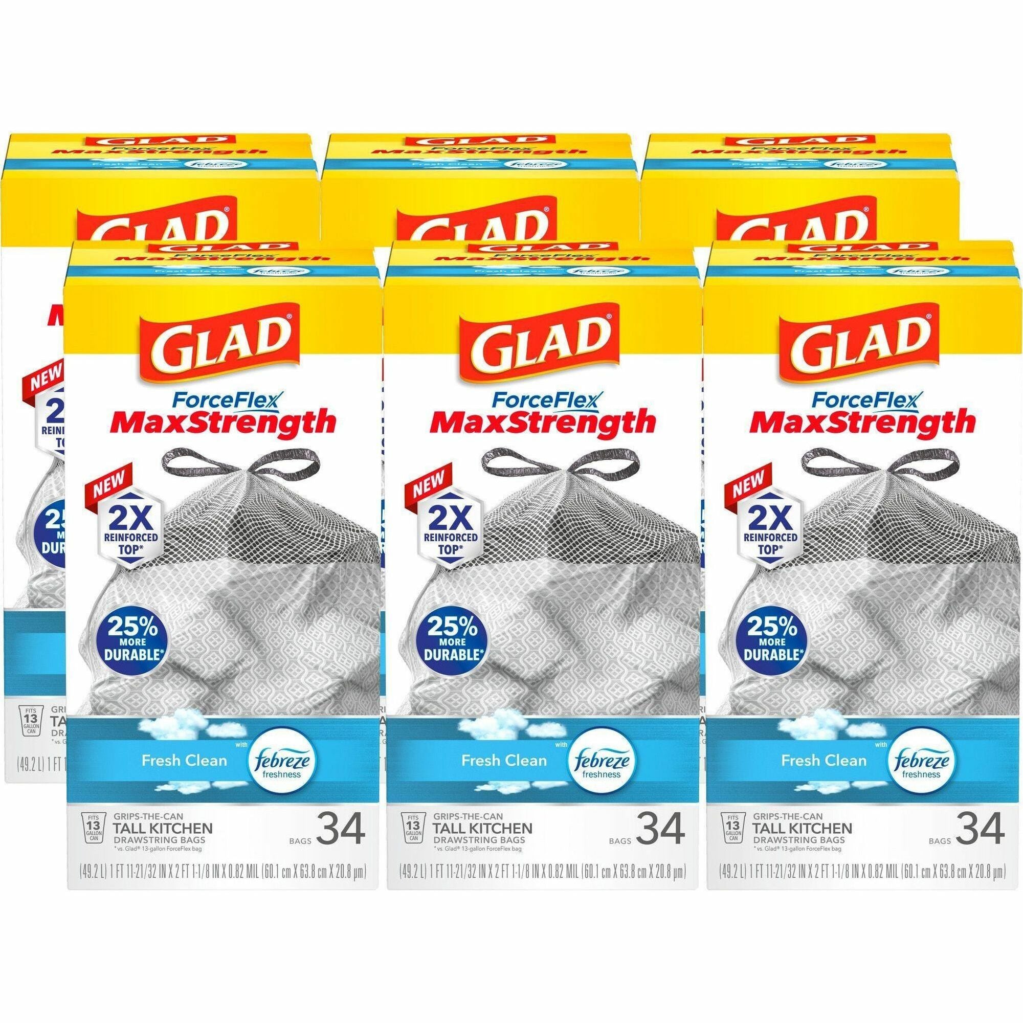 Glad ForceFlex MaxStrength Kitchen Drawstring Trash Bags - 2000