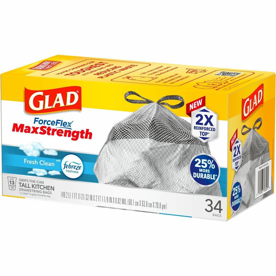 Glad ForceFlex MaxStrength Kitchen Drawstring Trash Bags - Left