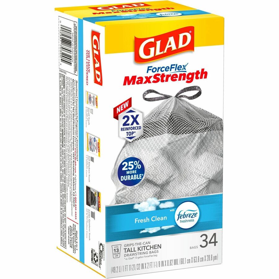 Glad ForceFlex MaxStrength Kitchen Drawstring Trash Bags - Right