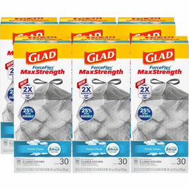 Glad ForceFlex MaxStrength X-Large Trash Bags - Fresh Clean with Febreze - 20 gal - 30/Box - & Liners