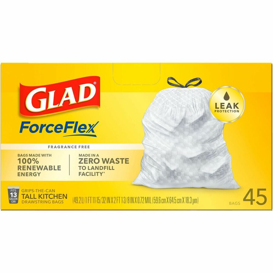 Glad ForceFlex Tall Kitchen Drawstring Trash Bags - Front