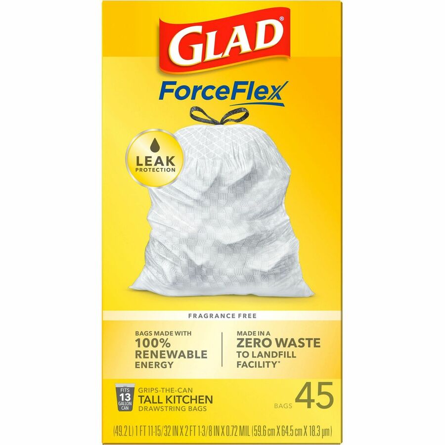 Glad ForceFlex Tall Kitchen Drawstring Trash Bags - Rear
