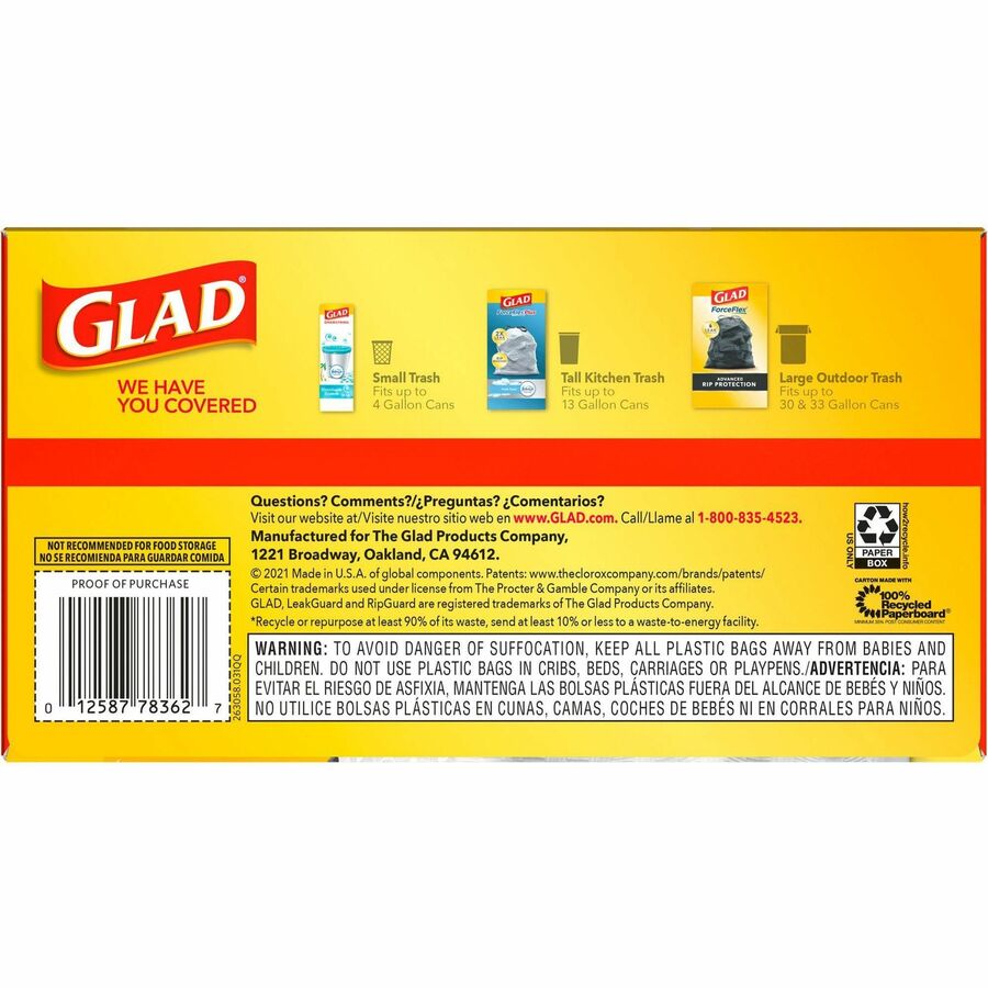 Glad ForceFlex Tall Kitchen Drawstring Trash Bags - Bottom